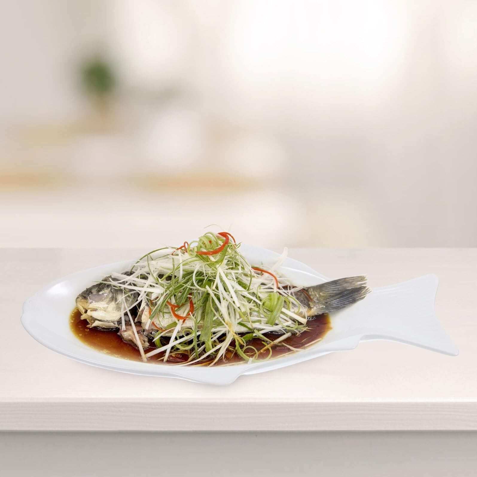 GALPADA Piatto da Portata per Pesce Vassoio per Alimenti in Ceramica Design Forma di Pesce Frutti di Mare Antipasti