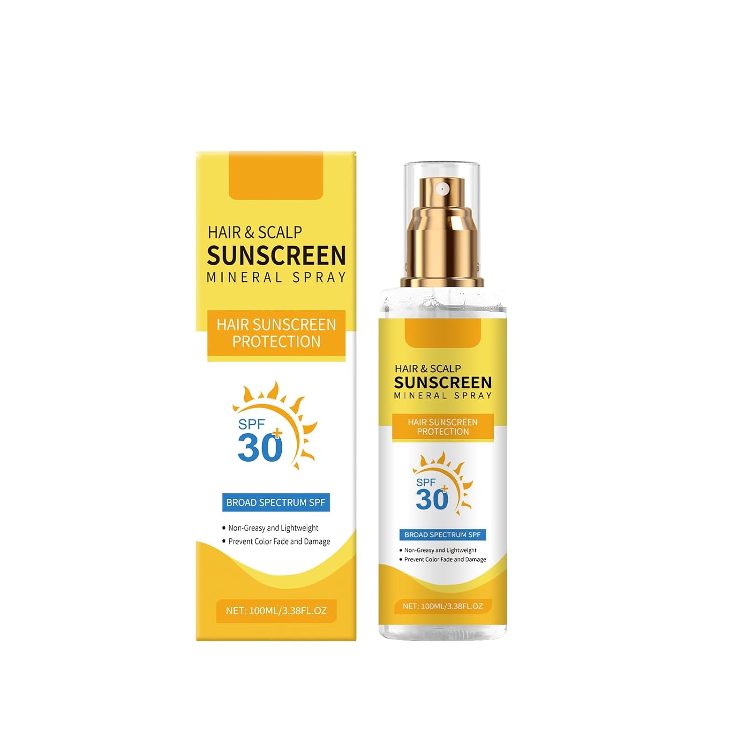 100ml Hair Scalp Sunscreen Spray SPF 30 Mineral UV Protection for Color-Treated Hair Lightweight Non-Greasy Formula for Outdoor