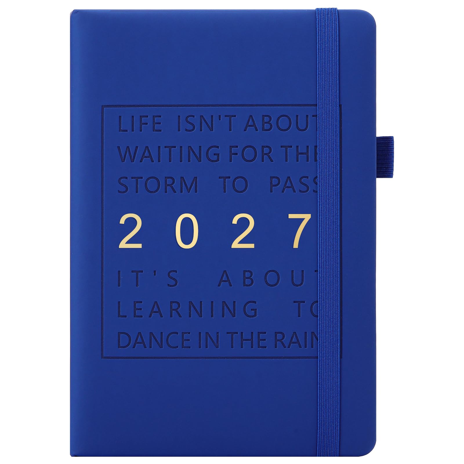 2027 Diary A5 Page a Day from Jan to Dec,Full Year Daily Planner with Colorful Monthly Tabs,Hardcover Academic Diary 2027 with Inner Pocket,Bookmark (Blue)