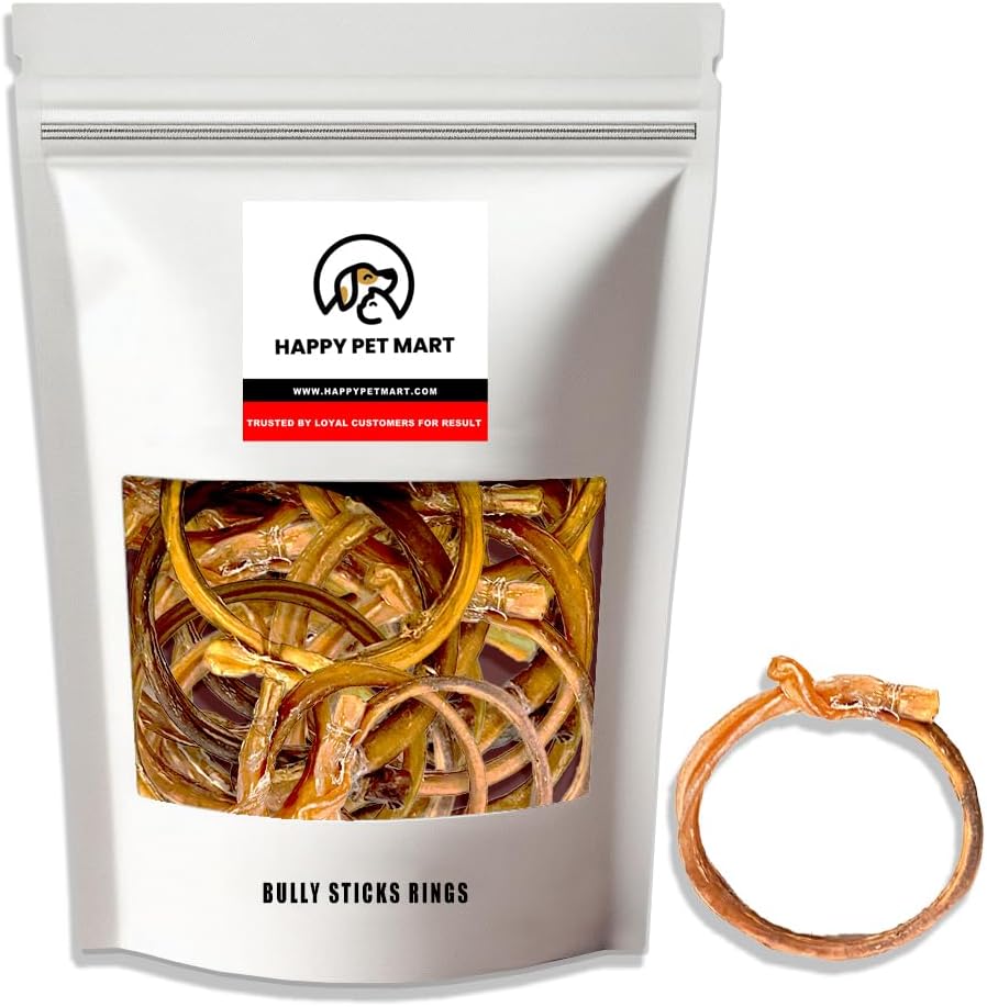 Natural Dog Treats - Single-Ingredient - 100% digestible (Pack of 20, Bully Stick Rings)