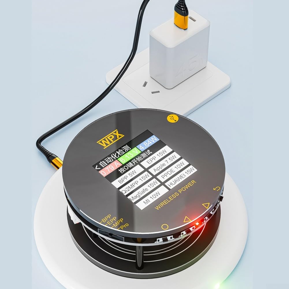 QI2 Probador inalámbrico de carga rápida 25W, herramienta de prueba de protocolo Qi2 para el rendimiento del cargador inalámbrico