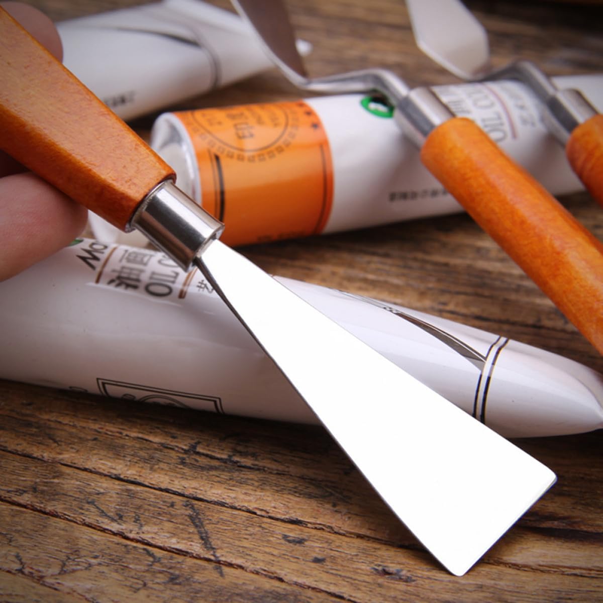 Artibetter Stainless Steel Palette Knives 3pcs Set Metal Scraper Spatulas for Oil Painting Artists Canvas Color Mixing and Paint Pouring Supplies
