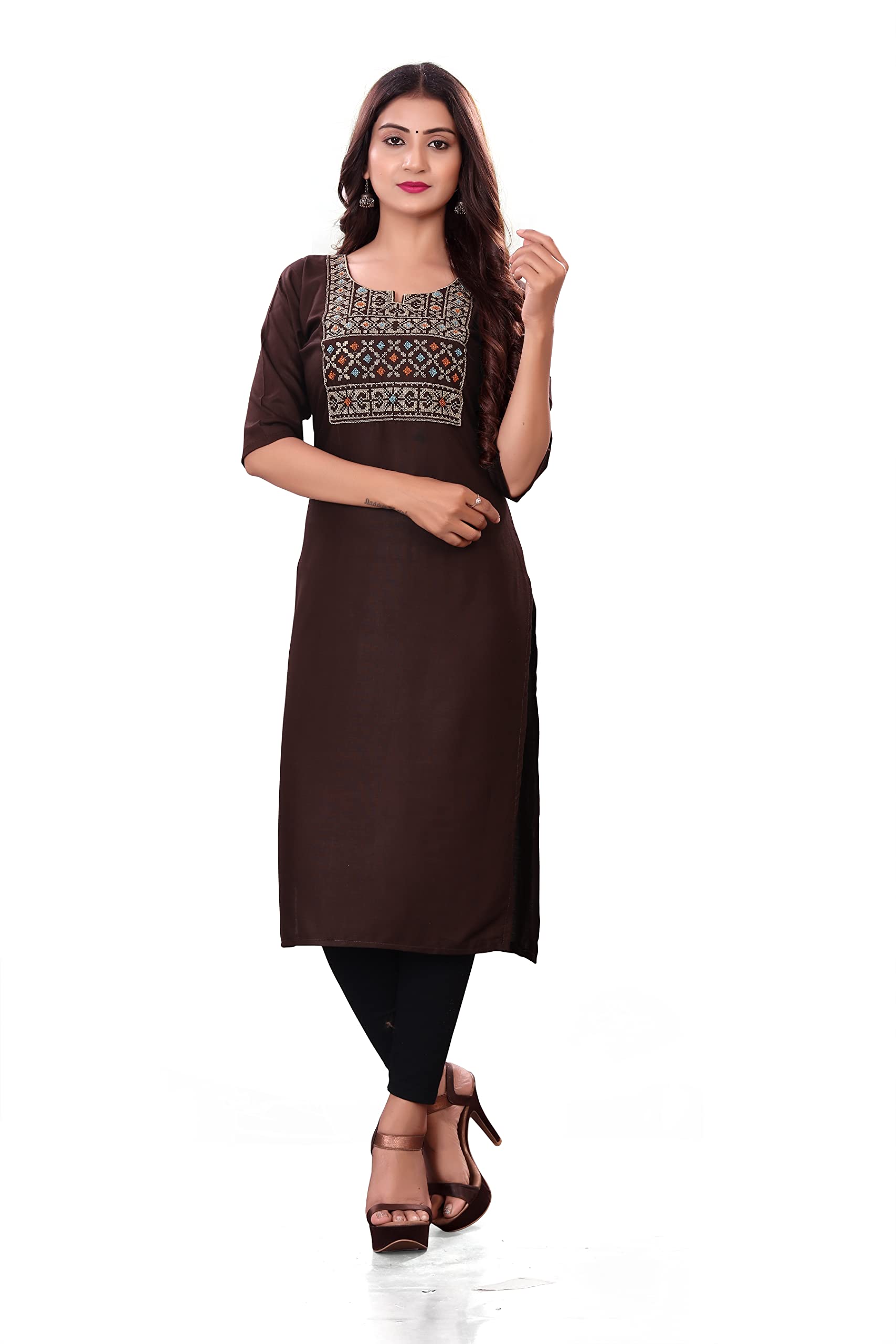 DIRGH DRASHTI Art Women's Straight Rayon Stitched Kurti
