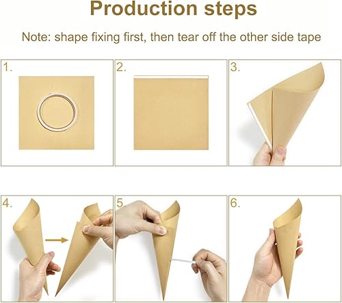 Miniatura 2 de Queenbox 30 conos de confeti de papel kraft, 6.7 x 6.7 pulgadas, soporte para papel enrollado de flores, pétalos de ramo, bolsas de dulces, cajas