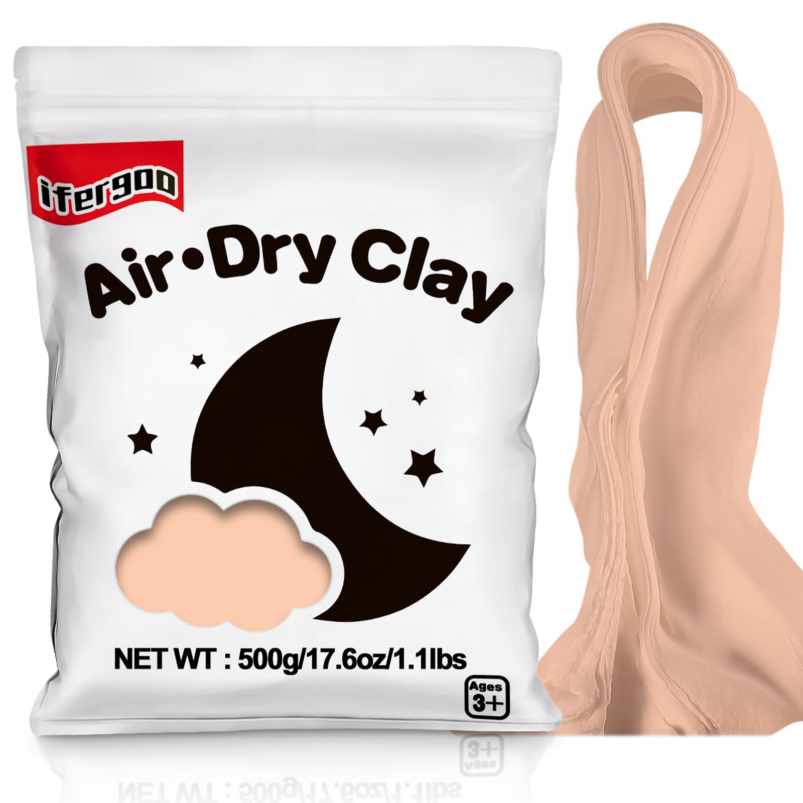 iFergoo Air Dry Clay, Ultra Light Modeling Clay, Magic Clay DIY Creative Modeling Dough, Kids Gifts for Girls Boys-1.1 Lbs/ 500 g (Skin Clay)