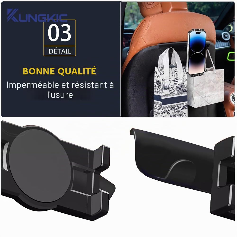 KUNGKIC Support de tablette de voiture - Pour Mercedes-Benz Classe C Classe E GLC - Extensible - Universel - Rotation à 360° - 1 pièce