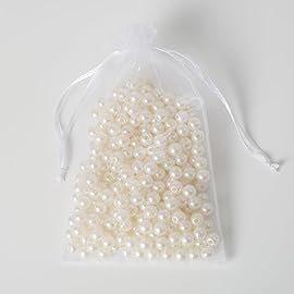 YHJZ 50PCS Organza Bags, 4x6 inches (10x15cm) Small Mesh Bags Drawstring, White Jewelry Gift Pouches for Wedding, Party, Festival, Bathroom Soaps (White)