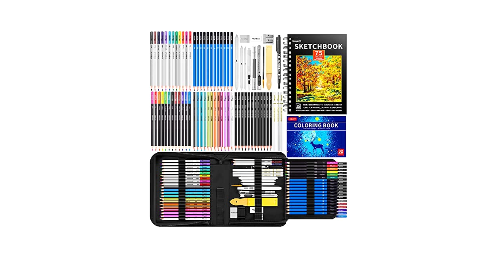 Amazon.com : iBayam 78-Pack Drawing Set Sketching Kit, Pro