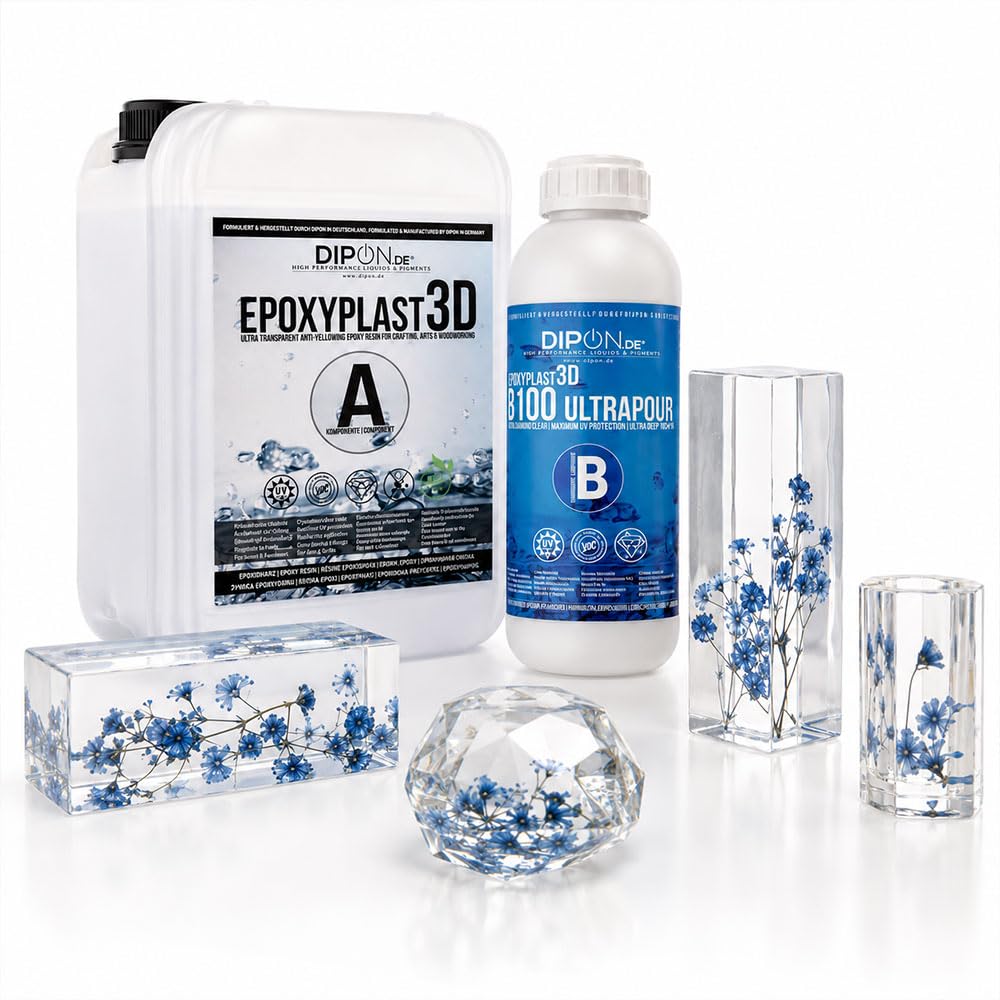 3,0 KG Résine époxy EpoxyPlast 3D B100 ULTRA POUR, Ultra Diamond Clear, Résistance UV maximale, River Table, Bijoux, Coulage, Apparence limpide, autonivelante, sans bulles, Durcit comme le verre