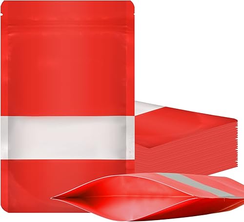 100 bolsas de Mylar a prueba de olores, bolsas resellables de almacenamiento de alimentos con ventana transparente, bolsas de aluminio para