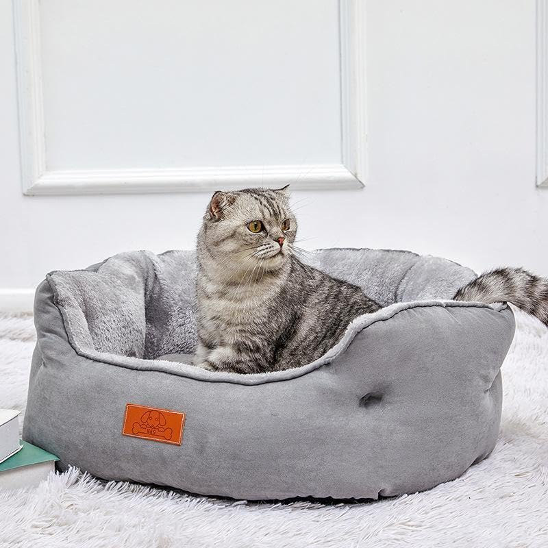 click2style Dog Puppies Cat Kitten Flower Beds Soft Warm Cosy Washable Fleece Pet Nests Pads (Grey, Medium: 53x63cm)