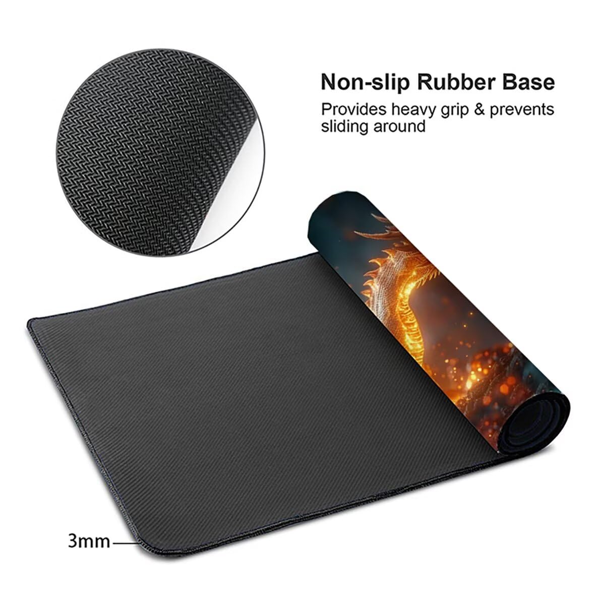 Tappetino per Mouse Gaming XXL 1200x600x3mm– Ufficio Mousepad Grande – Migliora la Velocità e la Precisione Tenuta Stabile Sottomano per Ufficio e Casa Accessori Scrivania Drago PjY11867 N-U