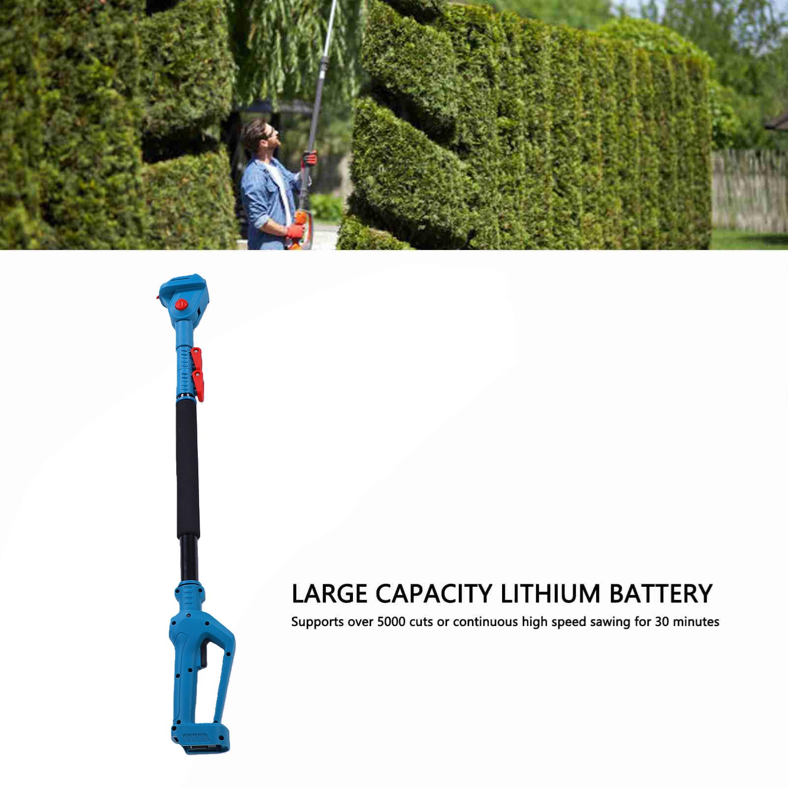 Palo extensor para tijeras de podar inalámbricas – Mango telescópico ajustable para podadoras eléctricas y motosierras – 1,5 metros (4,92 pies) Ligero, con agarre antideslizante