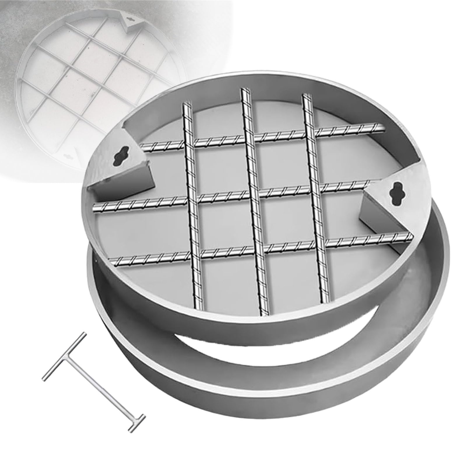 Recessed Manhole Cover, Chamber Manhole Cover, Frame Manhole Cover Round Underground Drain Covers Outdoor Circular Manhole Cover and Frame 60 * 60 * 5cm