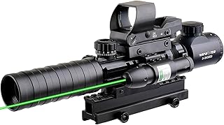 4-in-1 3-9x32EG Red/Green Dot Illuminated Rangefinder Scope, Red Green Dot Sight, Green Laser with Riser Mount fit 20mm Rail - wipboten