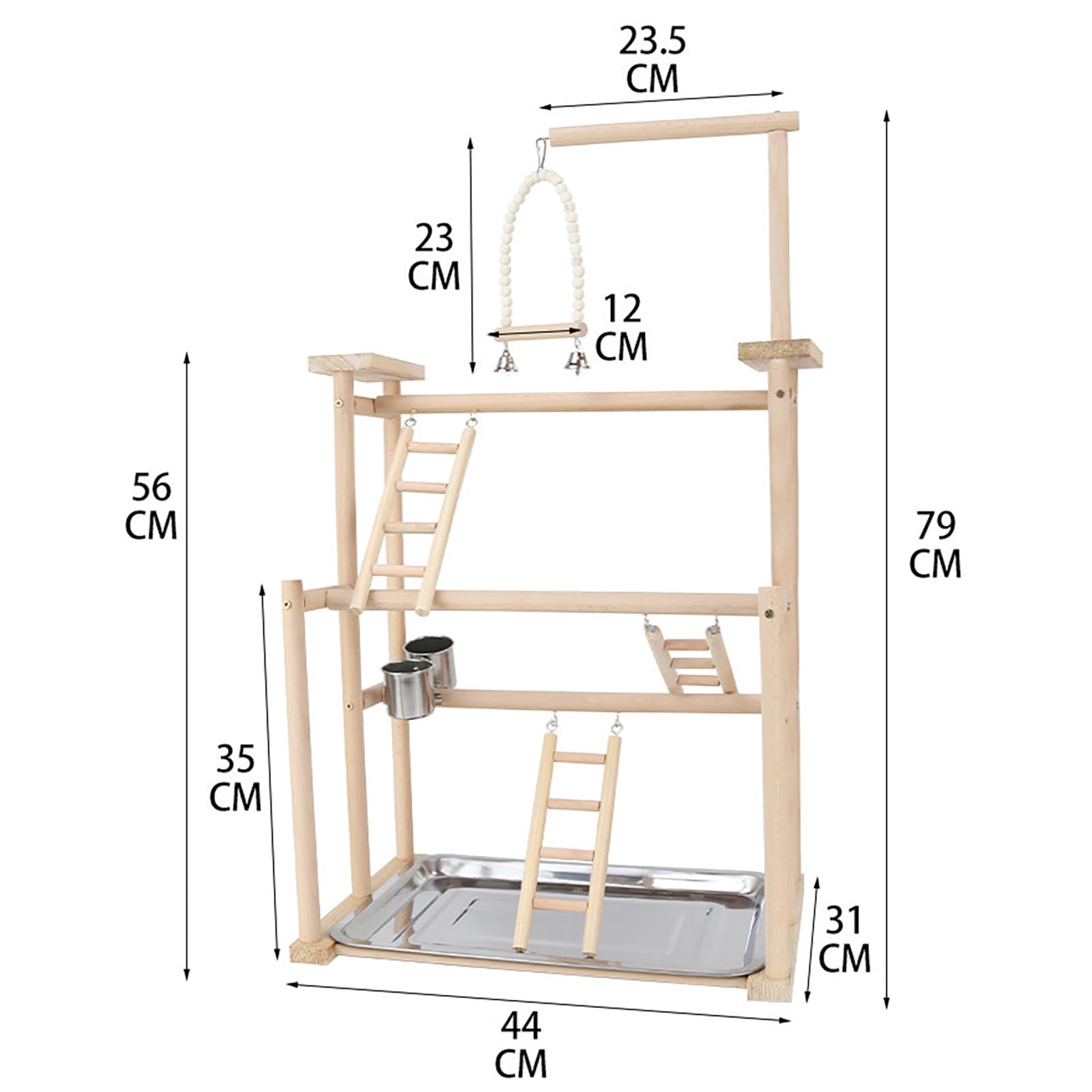 RoseFlower Wooden Bird Playground Parrot Playstand, Perches Stand for Conure Parakeets, Budgie, Cockatiels, Lovebirds - Image 2