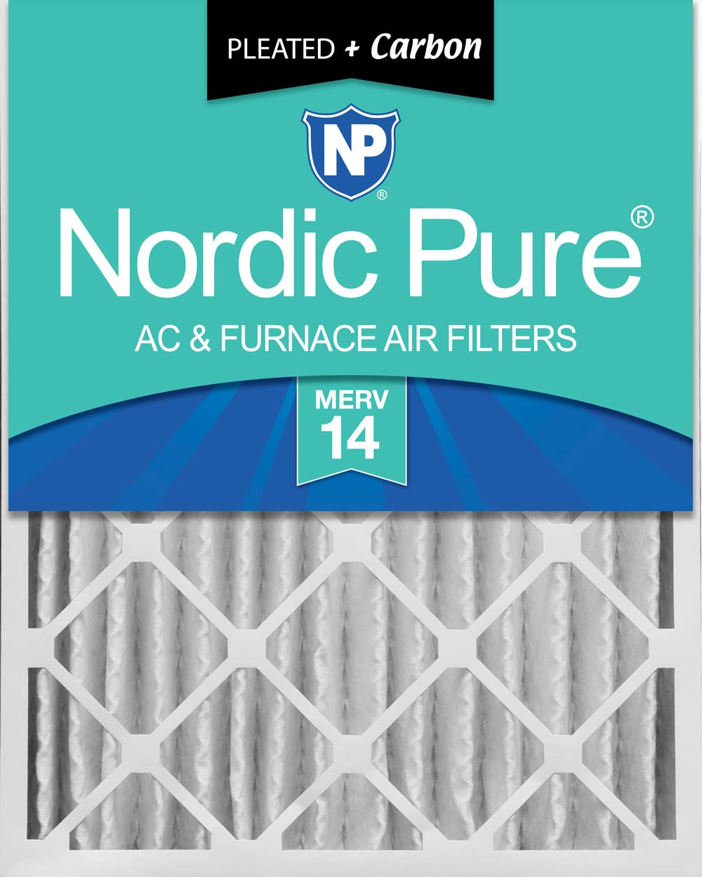 Nordic Pure 20x25x4 (Actual Size: 19 1/2 x 24 1/2 x 3 5/8) Pleated Air Filters MERV 14 Plus Carbon 1 Pack