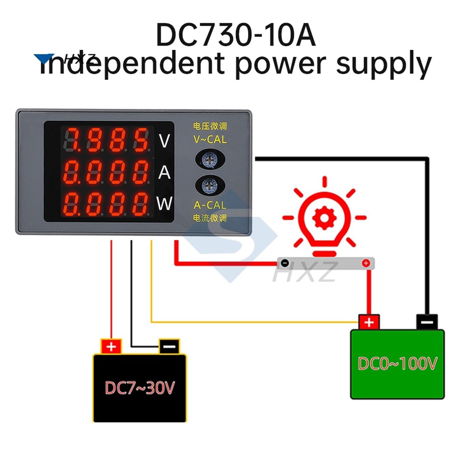 DC 0 ~ 100 V miernik napięcia prądu 10 A 1000 W 4-cyfrowy watomierz elektryczny miernik mocy precyzyjnie dostrojone narzędzia dla elektryków (kolor czerwony)