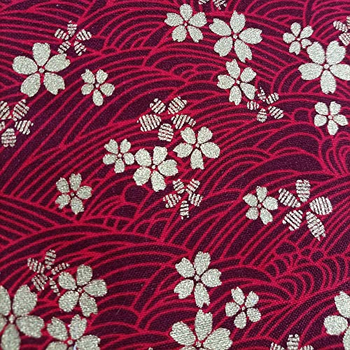 PUPUZAO A5 Book Cover ( Golden Sakura in Red ) Hard Book Sleeve Cover for Paperback,Journal,Diary,Novel,Washable Fabric,Fits Thickness Adjustable