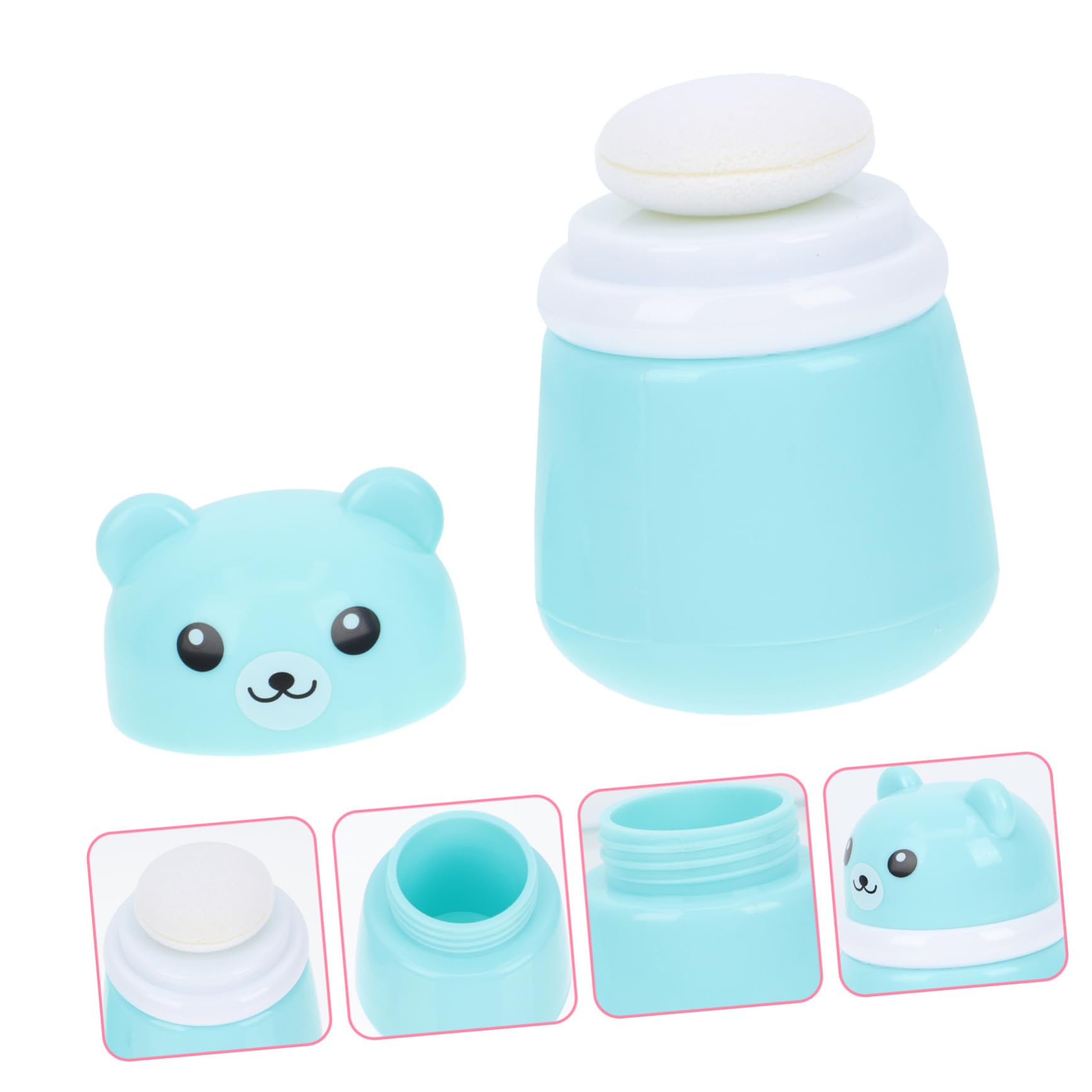 Babypuder Stift 2st Puderquaste Hautpflegepuder Fall Kosmetische Reisebehälter Puderapplikator Puder Dose Babypuder-box Behälter Für Säuglingspulver Behälter Für Schwamm Blue