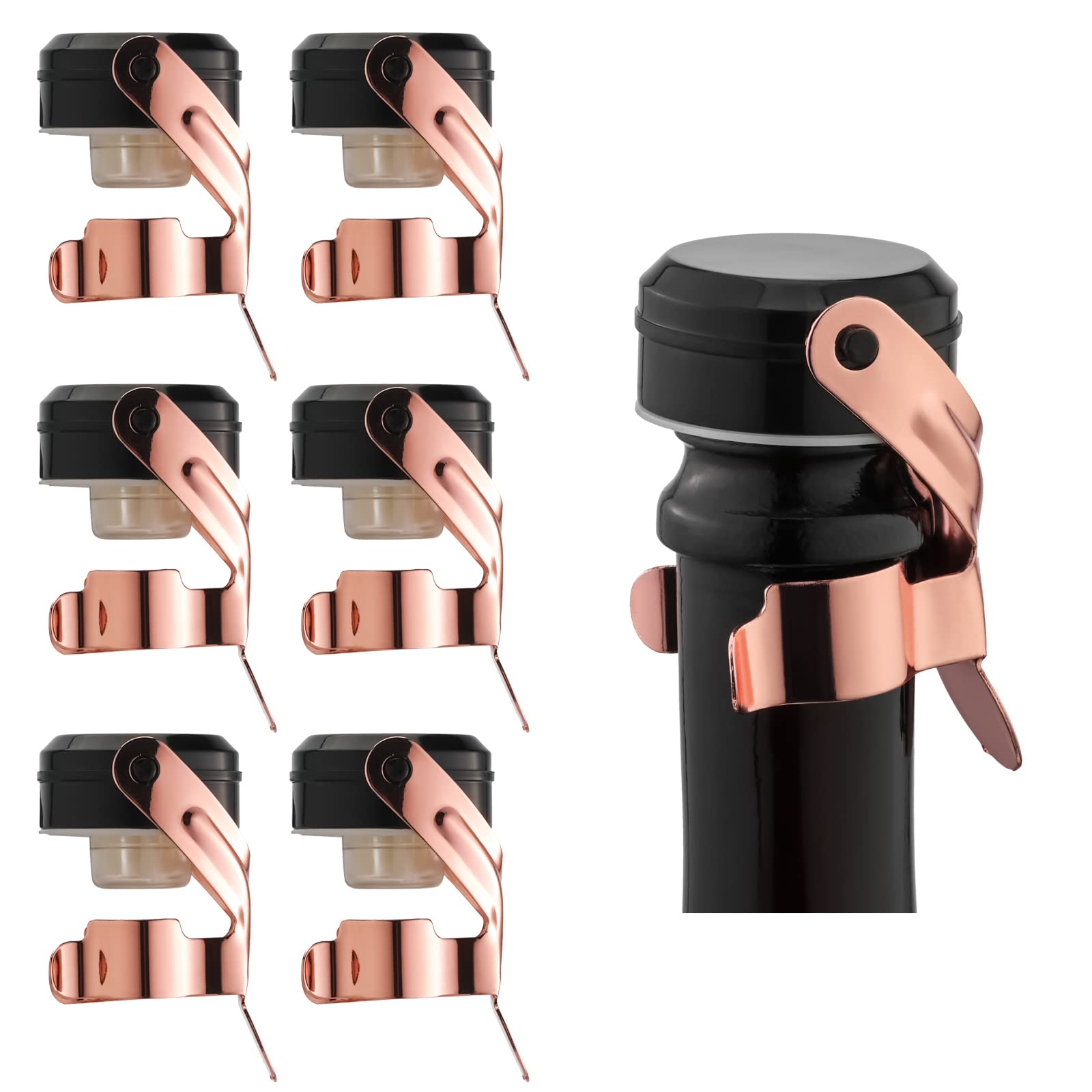 WOTOR Champagne&Wine Bottle Stoppers Stainless Steel with Food Grade Silicone, Leak Proof Keep Fresh Reusable Saver, Cork Suitable for Wine, Champagne