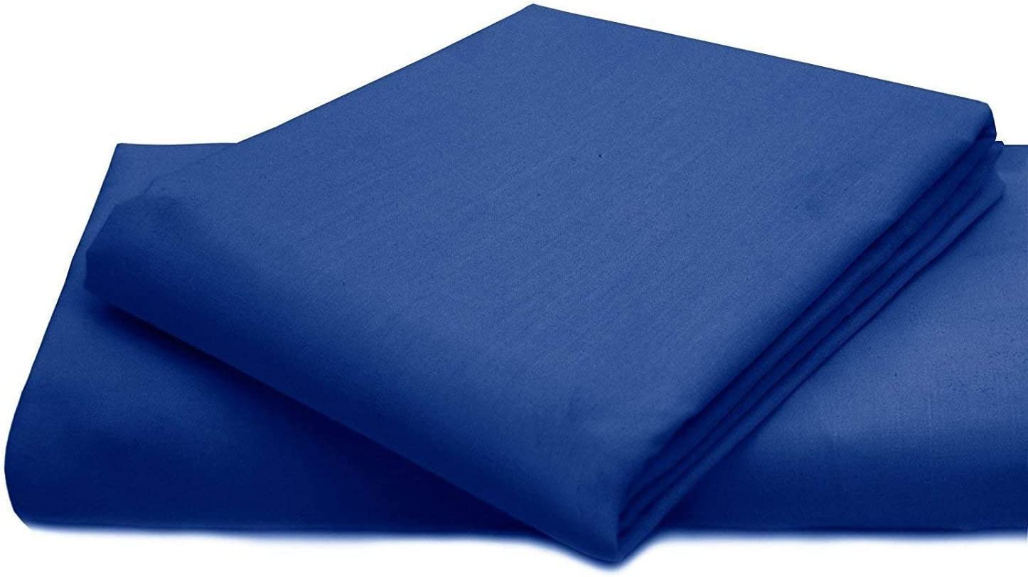 Comfy Nights PolyCotton Plain Dyed Flat Sheet Or Pillow Pair, Double - Royal Blue