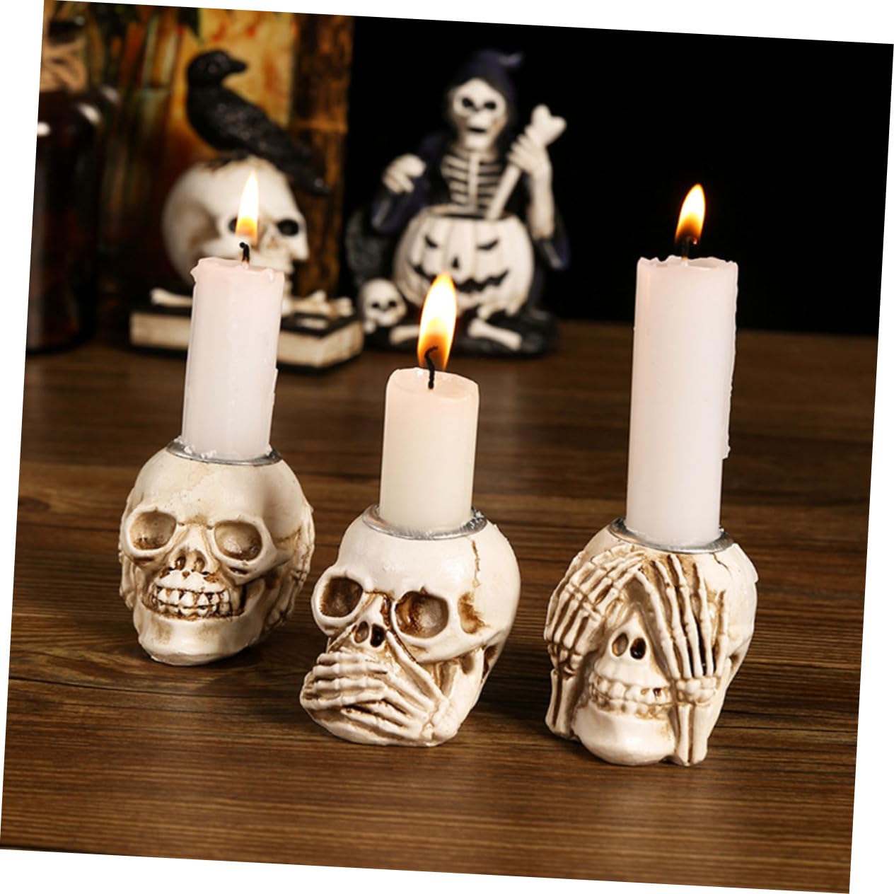 Amazon.co.jp: スカルキャンドルホルダー ゴシック装飾 スケルトン