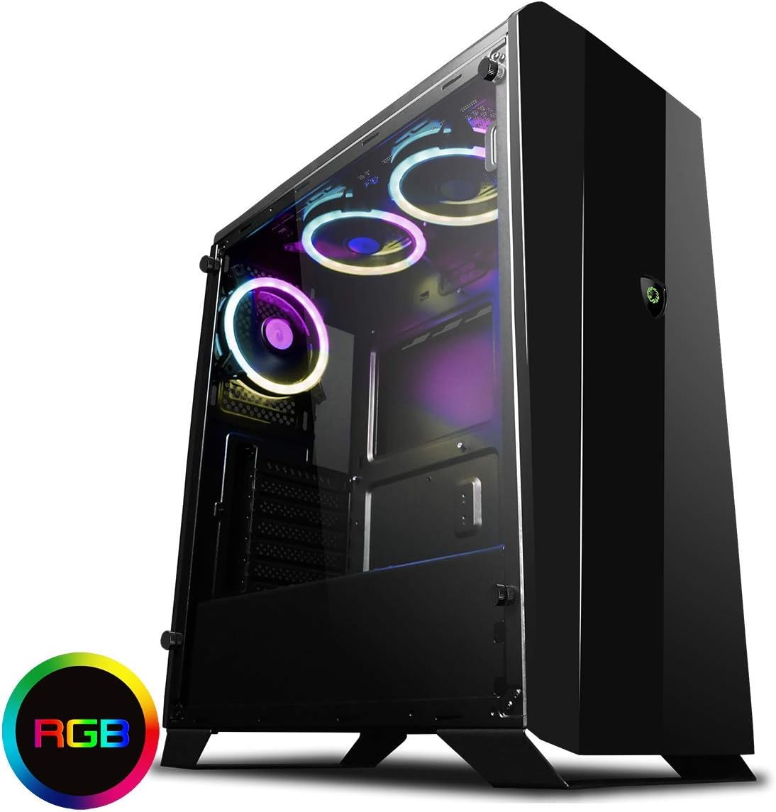 GameMax Aurora PC Gaming Case Mid-Tower ATX, 3 x 120mm Halo Dual-Ring Spectrum Fans Included, PWM Hub, RF Controller, Tempered Glass, Extensive Water-Cooling, For a Greater Experience | Black
