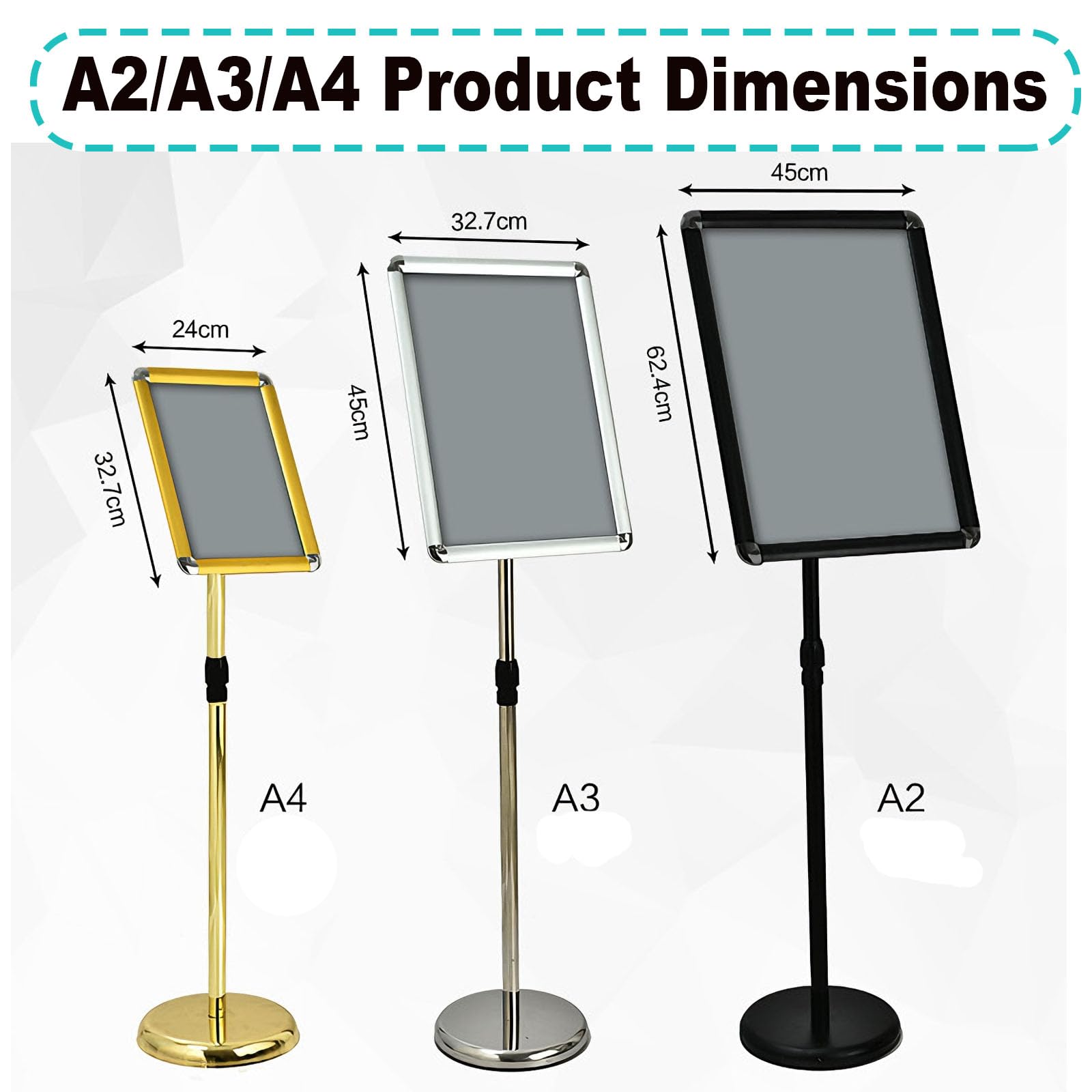 Soporte para carteles A4, soporte para carteles, pantalla de pie ajustable para negocios, ferias, publicidad de oficina A4 Gold Right-angle style