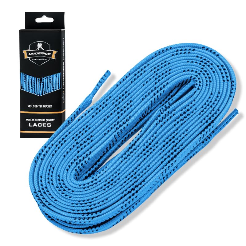 Hockey Skate Laces 84” 96” 108” 120” Black White Senior Junior Youth - Waxed & Cloth Ice Skate Laces - Durable Hockey Lace with Stay-Tight Fit for Enhanced On-Ice Performance(light Blue, 120")