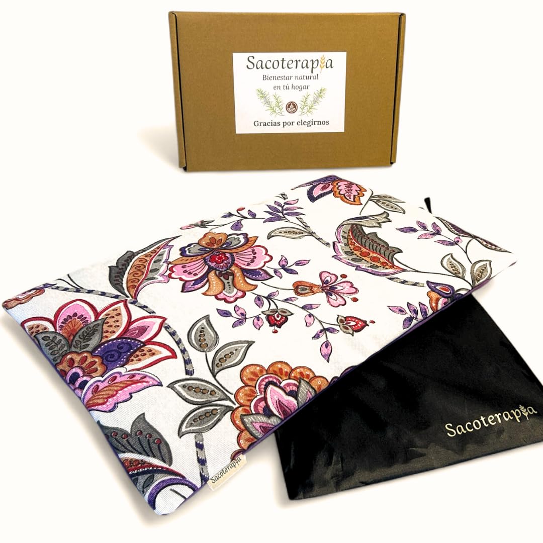 Saco térmico de semillas 40×28 cm tipo manta para microondas o congelador – Calor y frío – Lavanda y romero – SACOTERAPIA