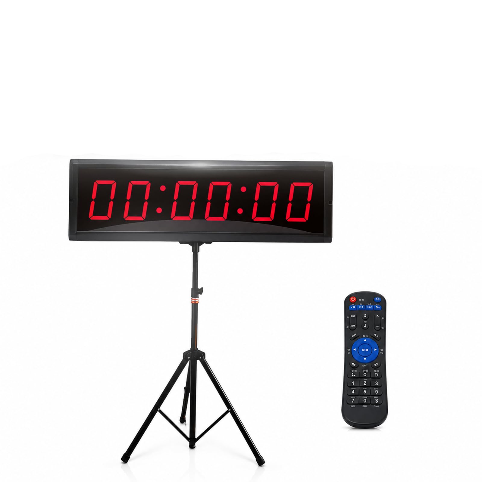 Orologio da parete digitale da 1,5 pollici con treppiede, timer a doppia faccia, conto alla rovescia/avanti, cronometro, memoria preimpostata e timer ciclico,ideale per eventi di corsa e gare sportive