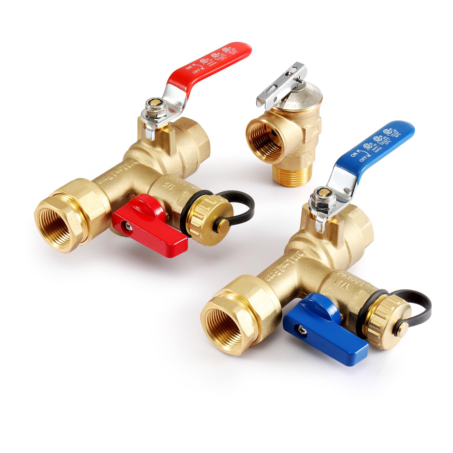 Kit de válvula de servicio para calentador de agua sin tanque GASLAND de 3,4 pulgadas con aislador IPS y válvula de alivio de presión. Construcción de latón limpio.