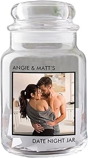 Personalization Universe Flirty & Fun Photo Personalized Date Night Jar, Customizable Glass Jar, Romantic Date Ideas, Money Saving, For Couples, Valentines Day Gift for Him or Her
