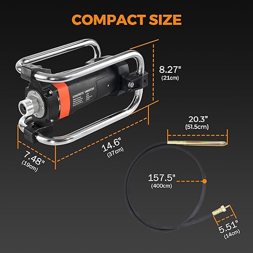 Vista 4 de BEAMNOVA Vibrador concreto eléctrico PDA 11000 Vibración por minuto 2HP con eje de 14-3/4 pies