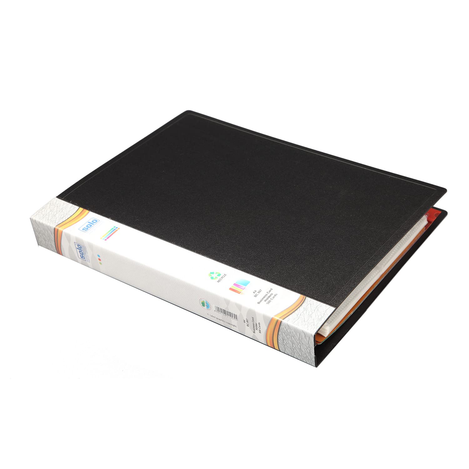 Solo A4 Business Cards Holder File, 500 Cards Pockets with Indexes, Professional Document Organizer for Name, Visiting, Credit, Debit & ID Office Cards with Hard Plastic Cover File (Black) 2