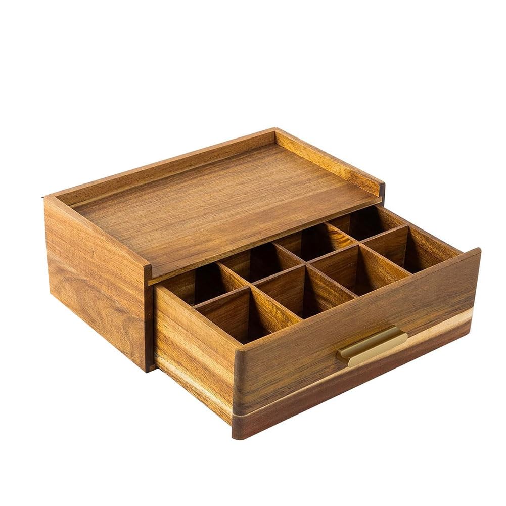 CTRLZS Wood for Tea Bag Holder Organizer, for Tea 12 Compartments- Storage Box for Tea Boxes Drawers
