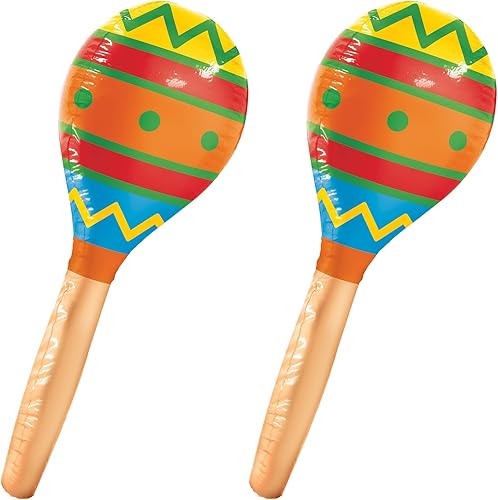 Miniatura 4 de Beistle Decoración inflable grande de maraca de 30 pulgadas, accesorios soplados para fiesta temática mexicana del Cinco de Mayo, suministros de