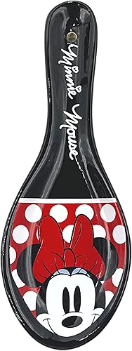 Jerry Leigh Cara clásica de Minnie Mouse con soporte de cuchara de cerámica de lunares, accesorios coleccionables de decoración de cocina con