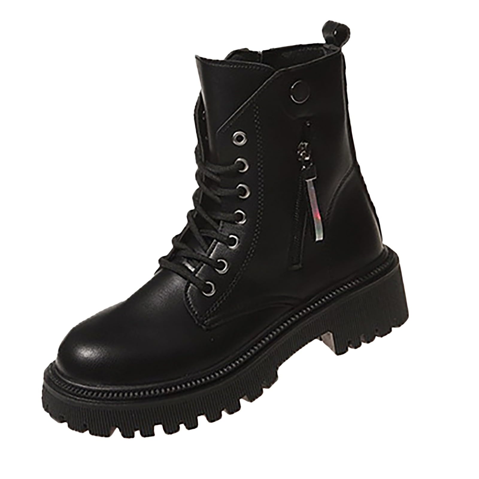 Cocila Women's Winter British Short Thick Bottom Biker Boots