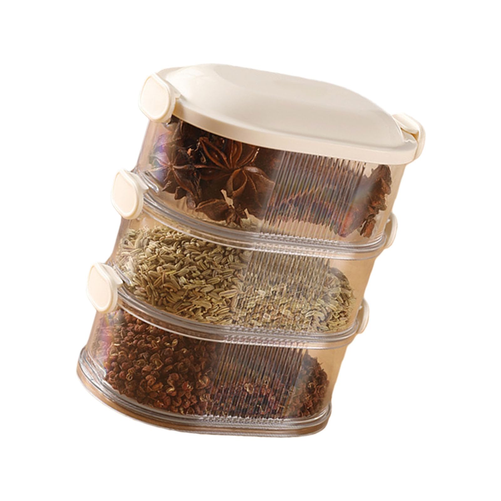 LUCKGONI Space Saving Multi Compartment Condiment Organiser With Transparency Lid Kitchen Storage Container For Countertop