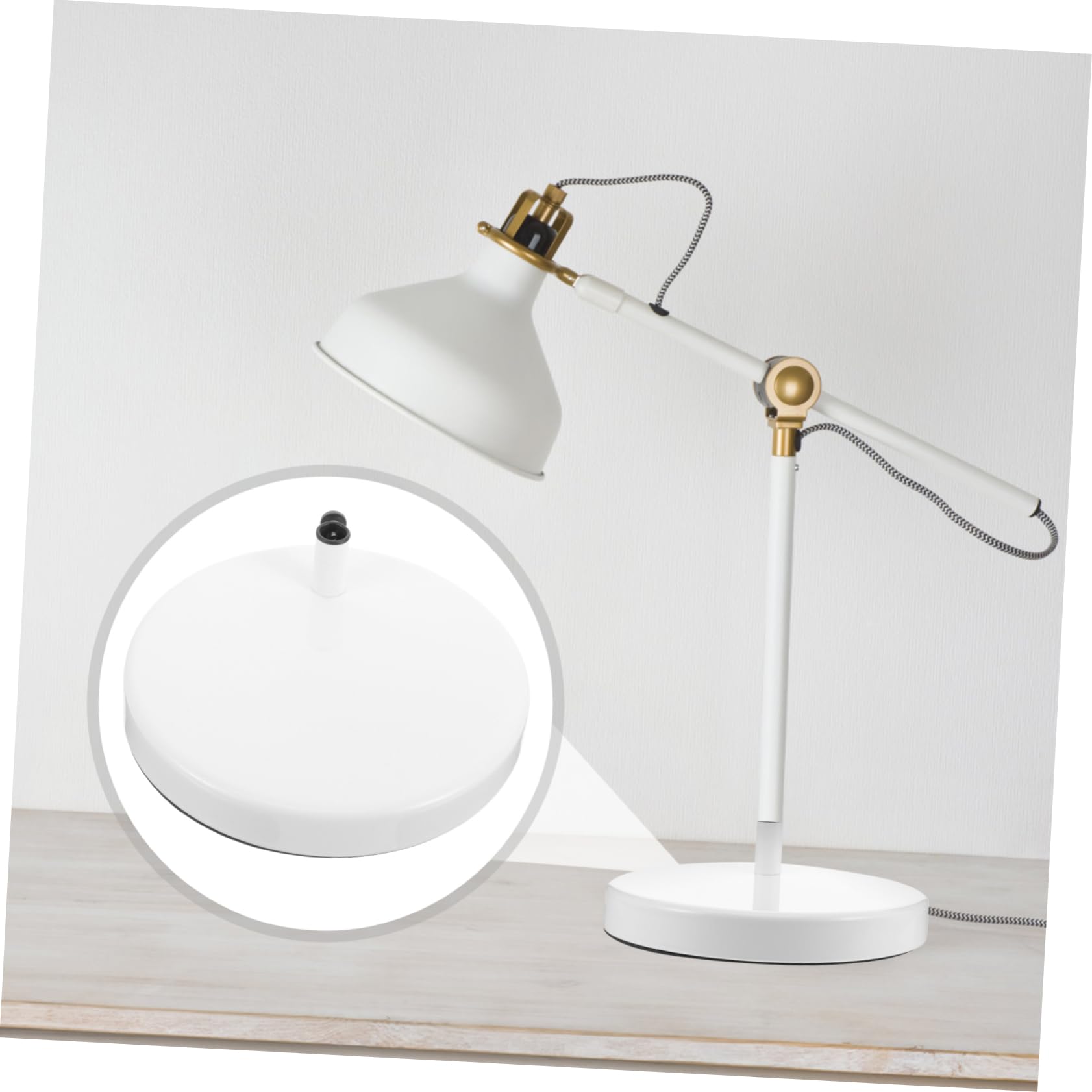 Supporto per Lampada da Tavolo in Ferro Braccio Oscillante Rotondo, Base Portatile e Facile da Pulire per Piccoli Spazi e Qualsiasi Stanza
