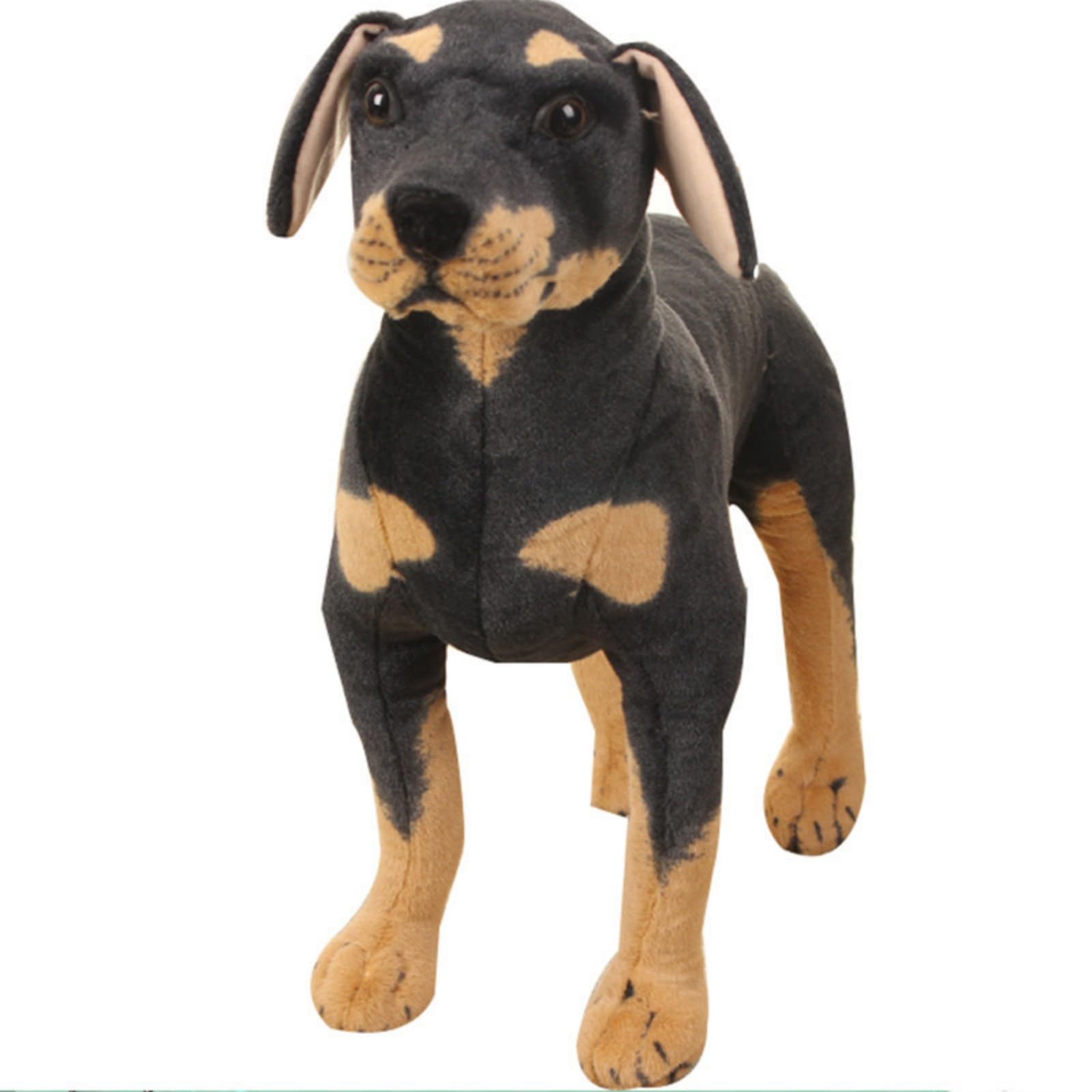champracer Perro de peluche de peluche de Rottweiler, cachorro de peluche realista de peluche para perros negros, juguetes de peluche, regalos para niños y niñas (60 cm)