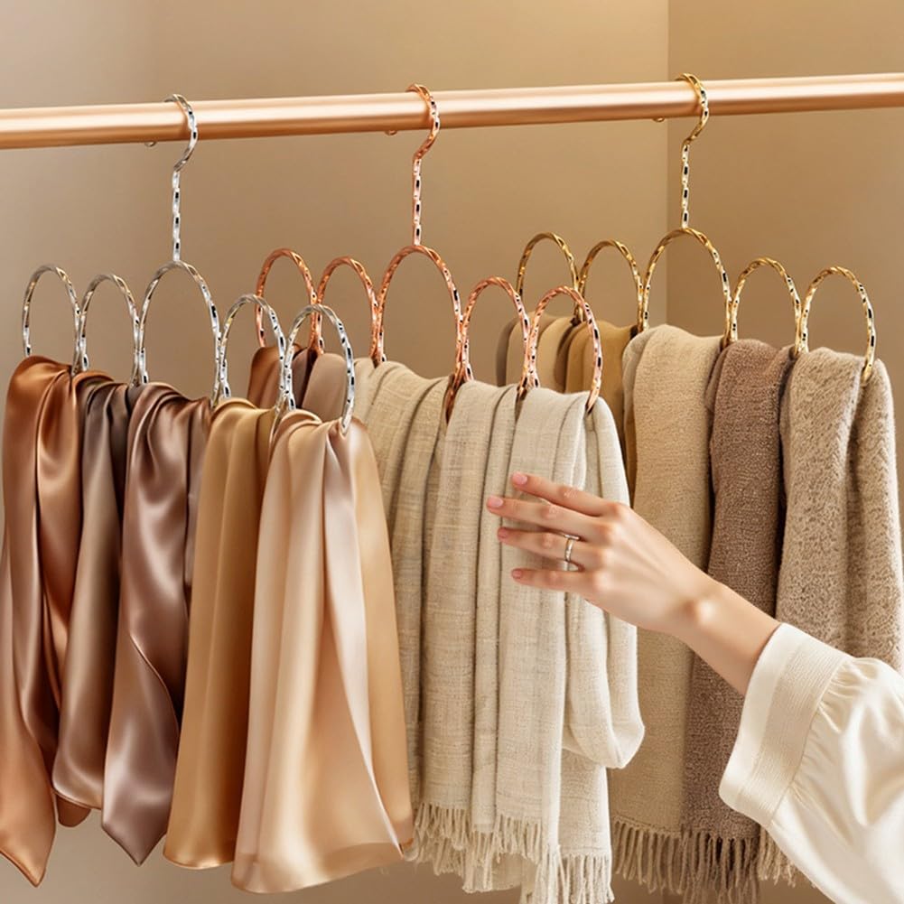 Schal-Organizer, Schalständer, Gürtelkragen, Strumpf, Mantel, Kleiderbügel, multifunktional, Haushalt, Schal, Organizer, Kleiderschrankhalter (2 x Silber)