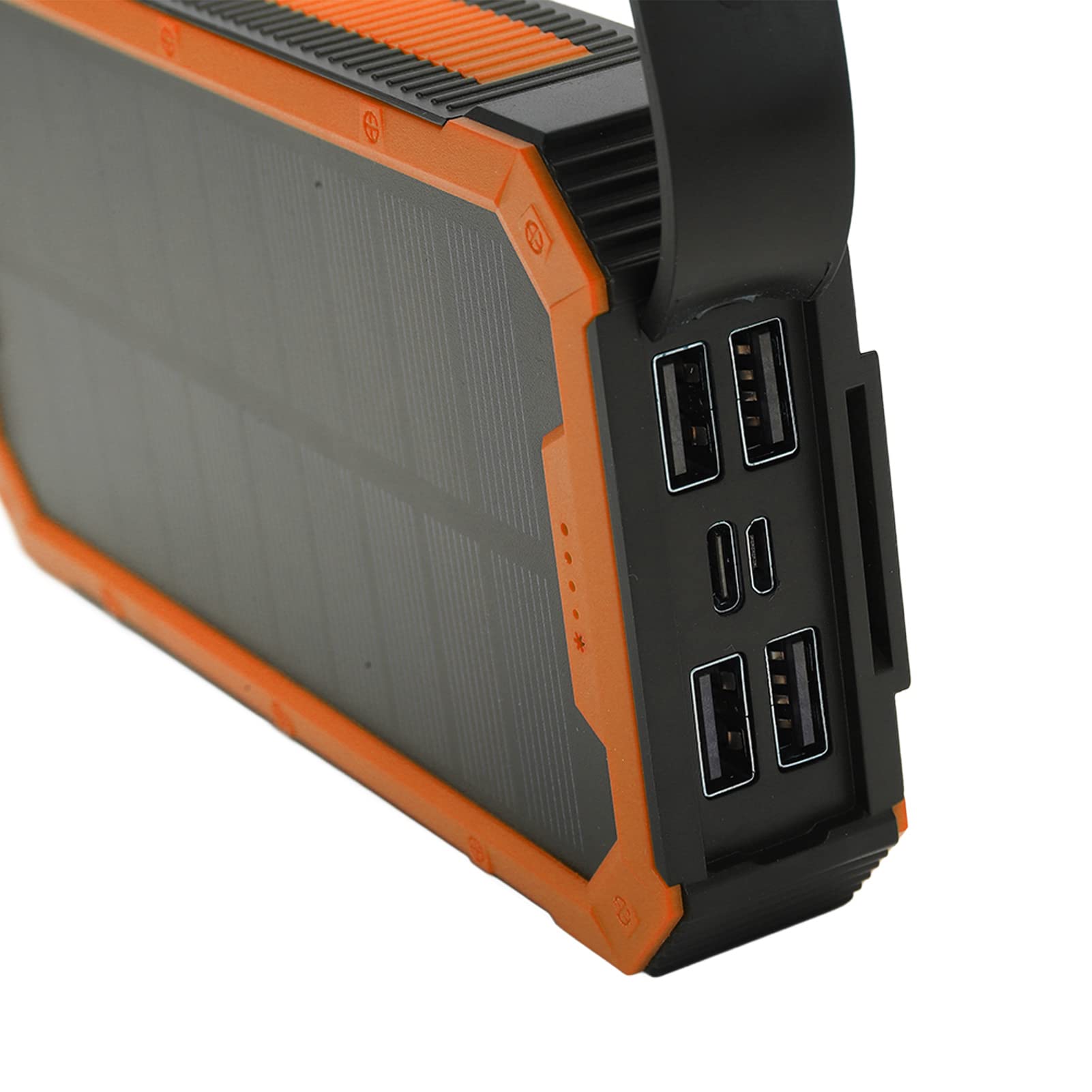 Power Bank Solare da 36800 MAh con Pannello in Silicio Monocristallino per Avventure All'aria Aperta, Caricatore Solare Portatile con 36 LED per il Campeggio (Arancia)