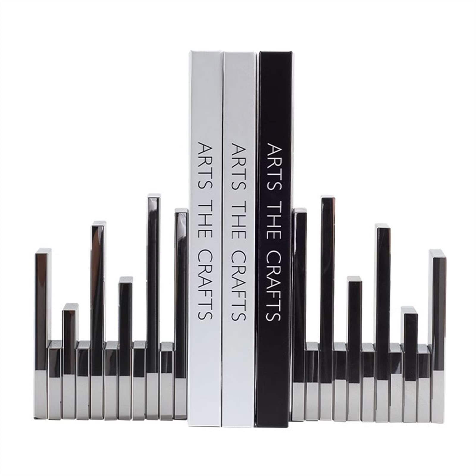 Decorative Bookends Light Luxury Silver Crystal Bookends Creative High and Low Staggered Book Stand Modern Minimalist Bookcase Decorative Furnishings