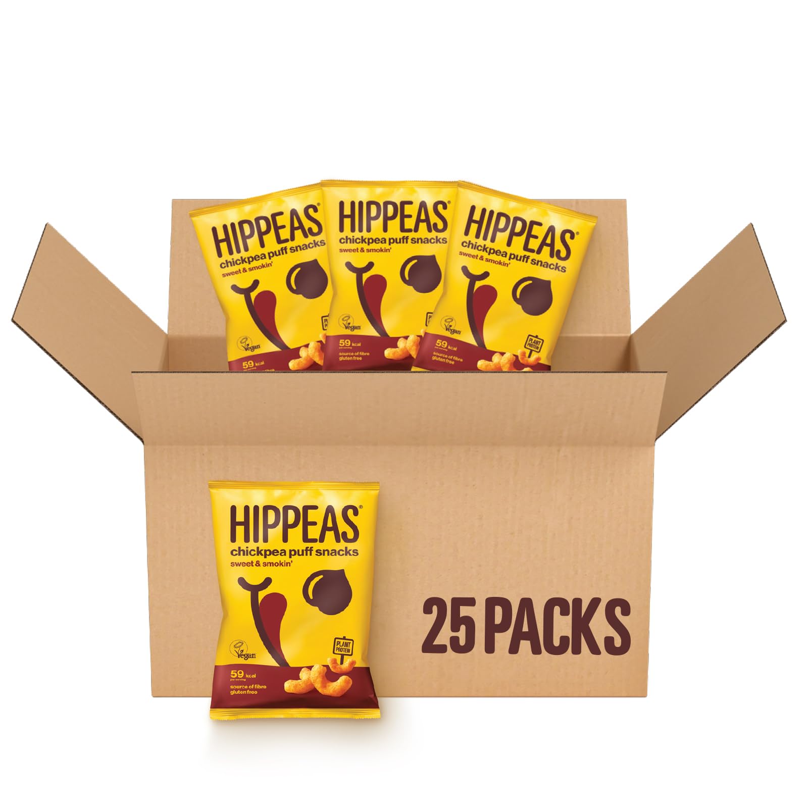 HIPPEAS Smoky Paprika Chickpea Puff Vegan Multipack Crisps | 25 x 15g Packets | Plant-Based, Source of Protein | Free from Gluten & Artificial Flavours | Light & Crunchy - 59 calories per serving