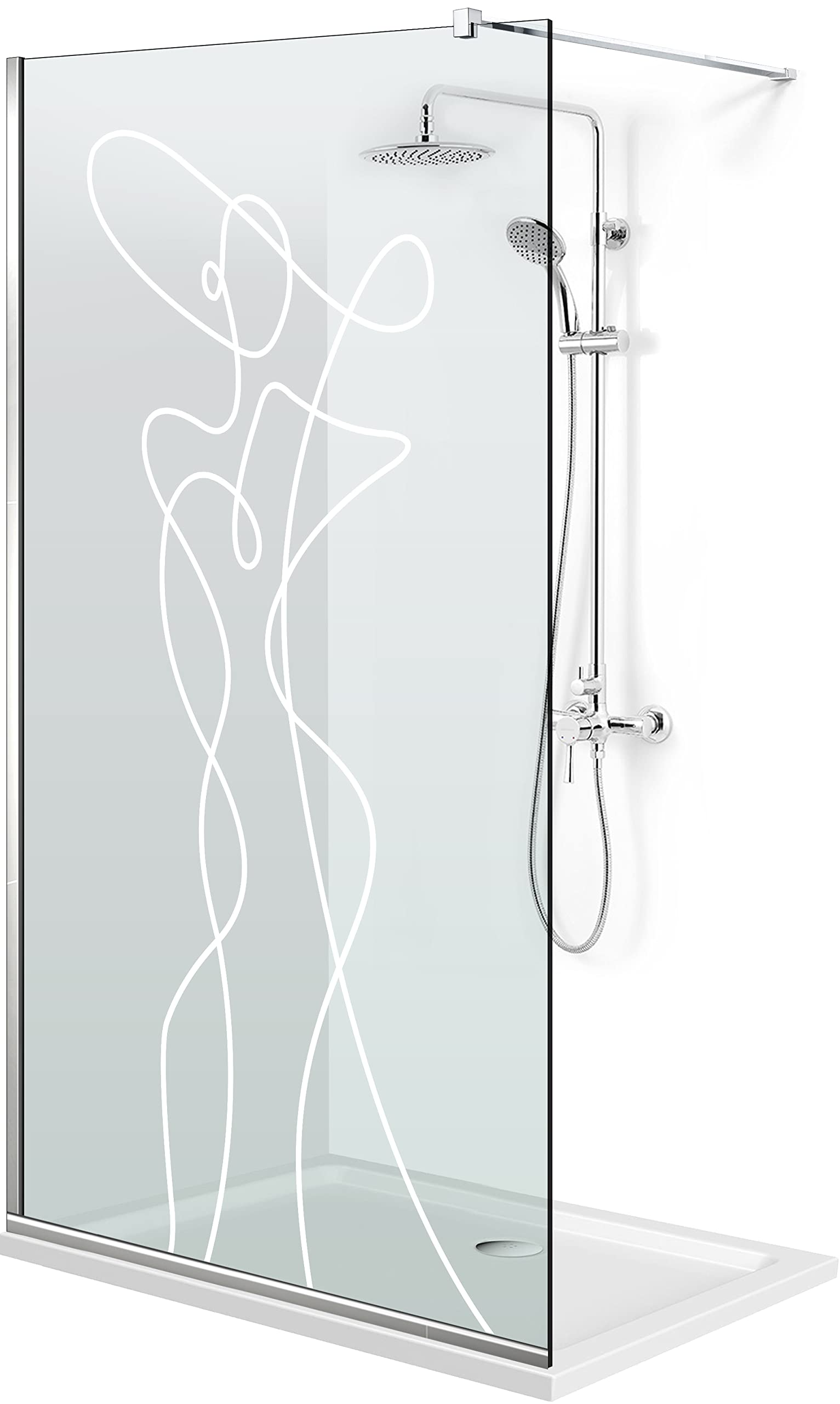 Aqua Roy INOX Modell Vogue 100cm ab 70/80/90/100/110/120 Walk in Duschwand Sicherheitsglas Klarglas 8mm Duschabtrennung für Nassraum Nano beschichtet sandgestrahltes Muster (100x195cm)