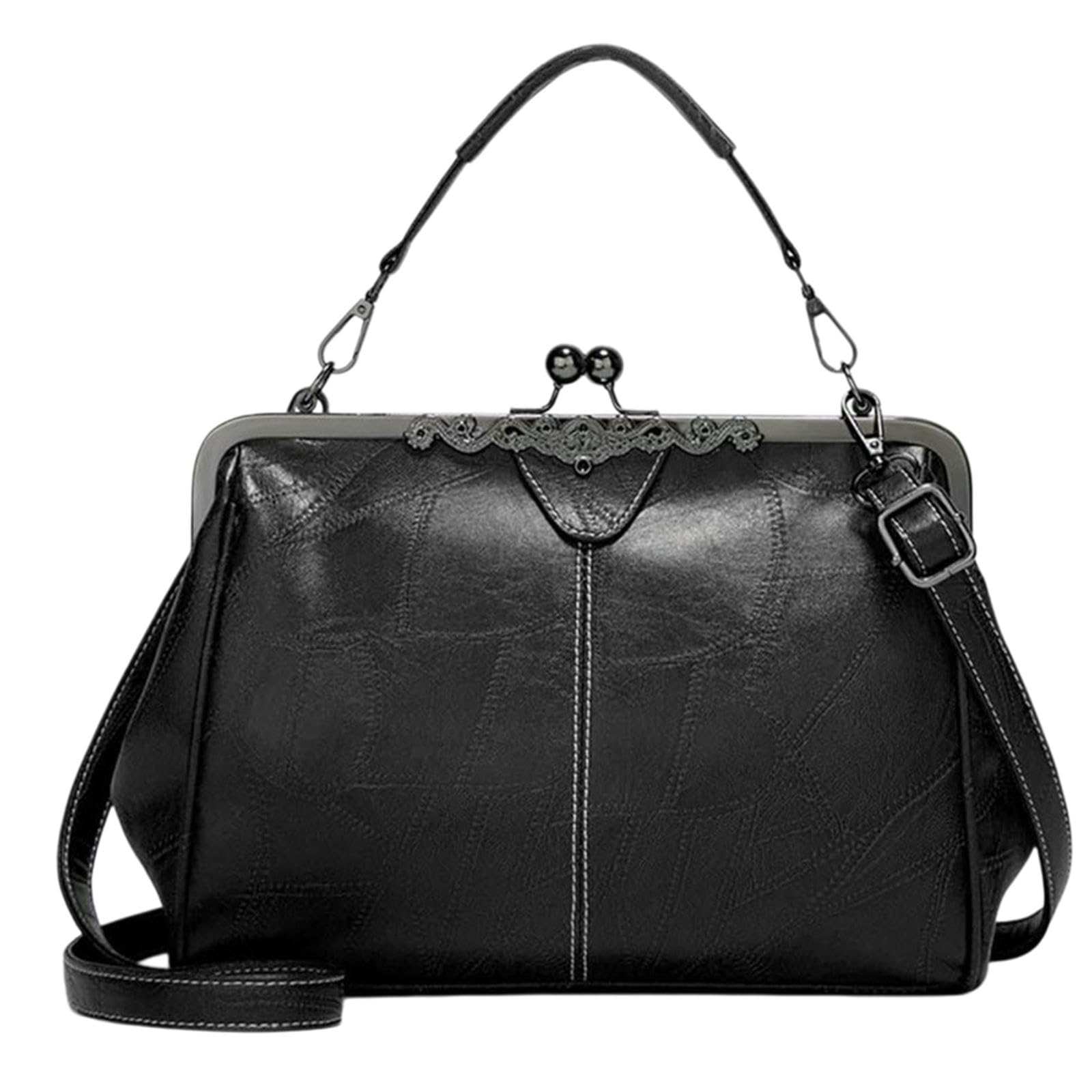 Borsa A Mano da Donna Tracolla alla Moda in Stile retrò-Nero
