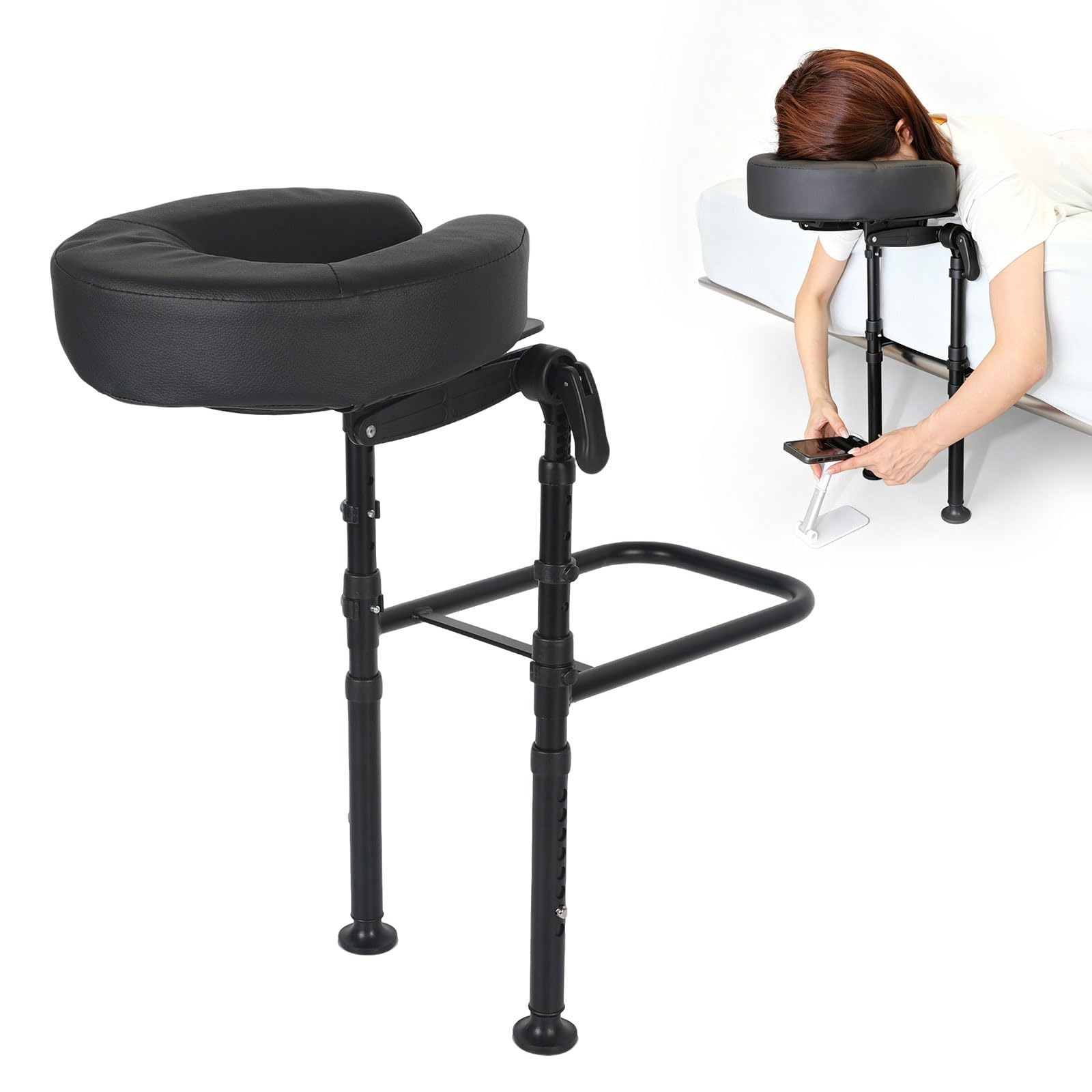 Poggiatesta massaggiante per letto, regolabile in altezza, poggiatesta ergonomico e cuscino con fessura per il viso, compatibile con lettino da massaggio di spessore 14-45 cm, tavolo da massaggio